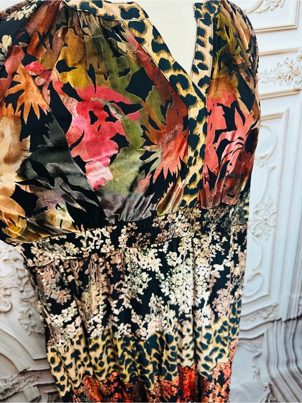 Mixed-Print Tiered Maxi Dress - Black Multi - Picture 3 of 12